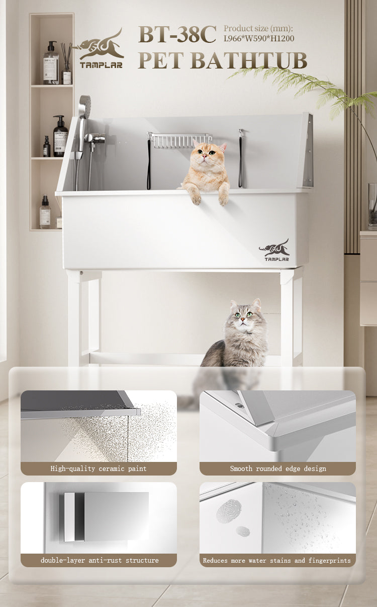 BT-38C 38 Inch Premium Pet Grooming Bathtub Ceramic Coated Professional Dog Cat Bath Tub for Pet Clinics OEM/ODM from Manufacturer