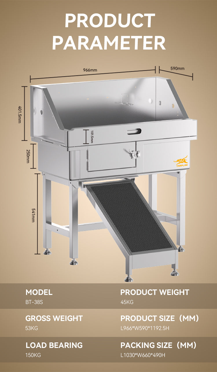 BT-38S 38inches PET bath tub with anti-slip ramp