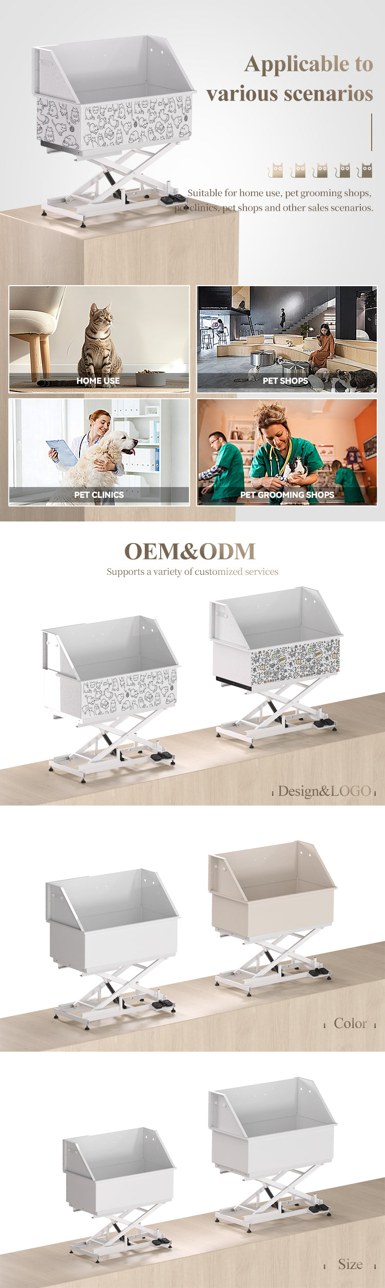 BT-50CE Factory supplier Pet supplies wholesale price dog wash station grooming tub stainless steel with design