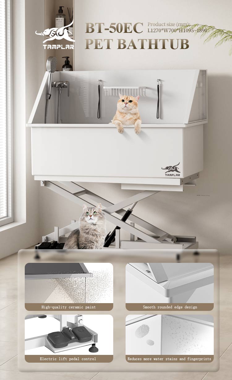 BT-50EC Wholesale Stainless Steel Adjustable Electric Lift Pet Animal Shower Beauty Ceramic Paint Bathtub Dog Sink