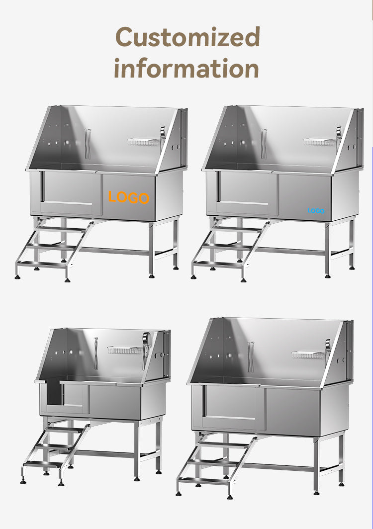 BT-50P Best price 50" quality Stainless Steel Bathing Tub Cat Dog Grooming Bath Tub With sliding door and anti-slip stairs