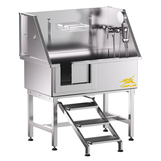 BT-38P 38in escaleras Fácil de instalar bañera multifuncional para exteriores con chorros Autolimpiante bañera para mascotas para ducha de mascotas