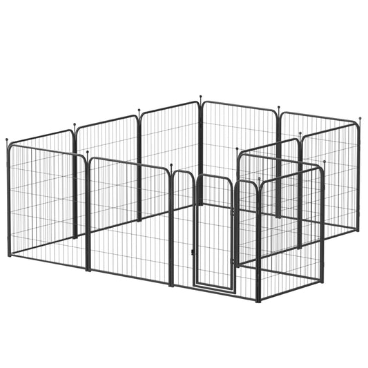 PPI-02C Dog Playpen Indoor Pet Fence Puppy playpen with Doors Metal Dog Pen for Camping RV Outdoor Small Medium Pets
