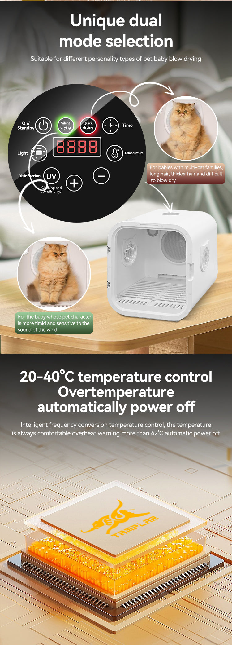 PDB-02 Dog Hair Dryer Automatic pet dry box Professional Hair Blowers Pet Grooming Box