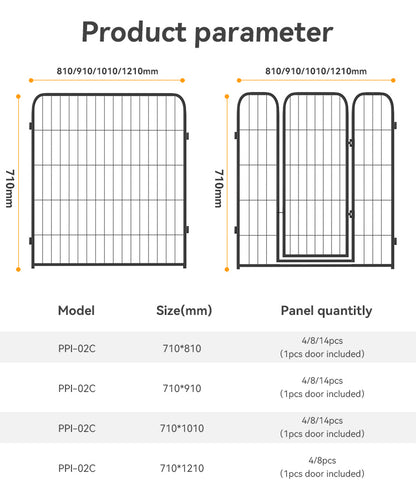 PPI-02C Puppy playpen pet dog fence panels metal dog pen 4/6/8 panels dog playpen fence foldable detachable metal barrier for pet