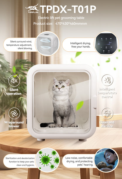 PDX-T01 TAMPLAR Automatic Pet Dryer Box Ultra Quiet Smart Temperature Control 360° Efficient for Cats and Small Dogs