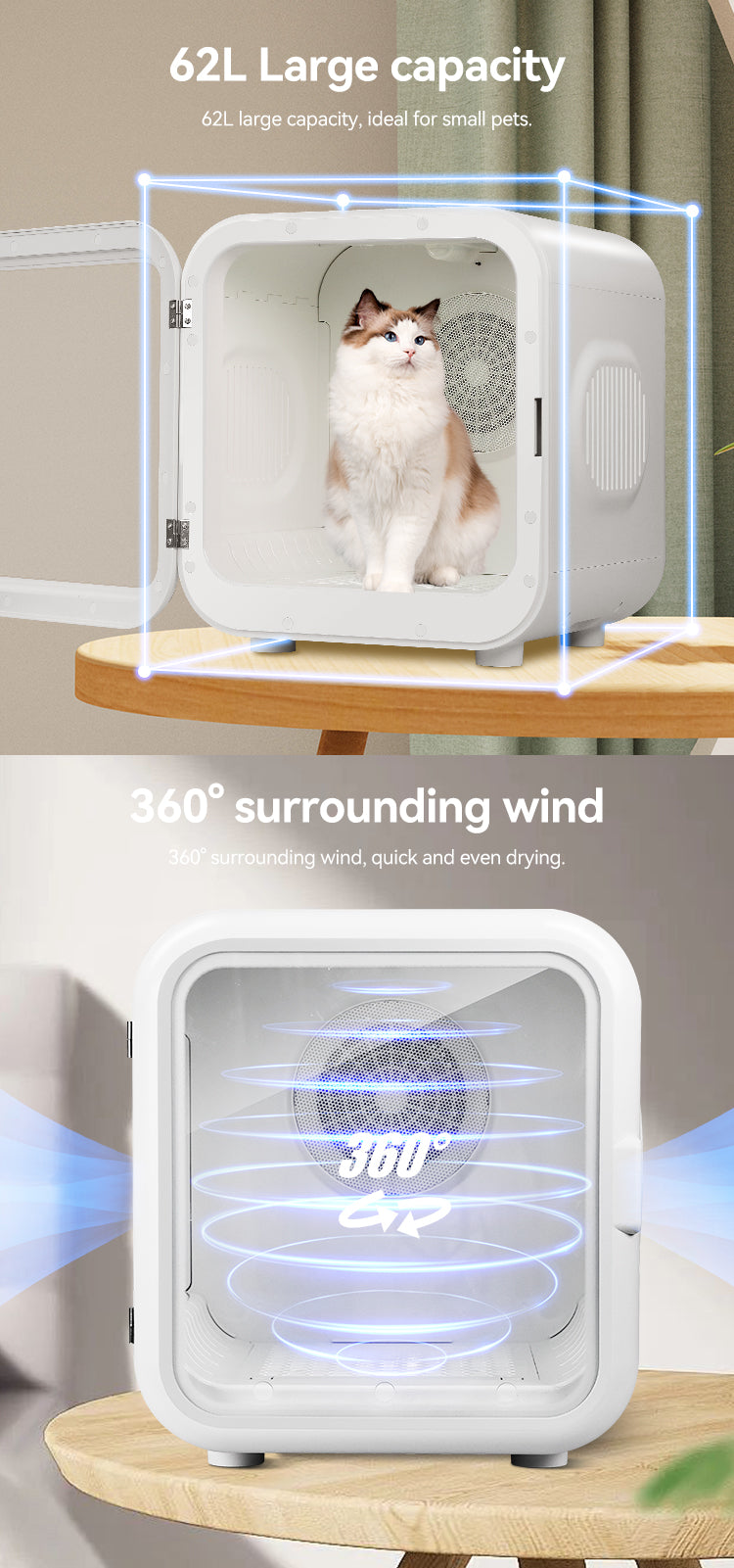 PDX-T01 TAMPLAR Automatic Pet Dryer Box Ultra Quiet Smart Temperature Control 360° Efficient for Cats and Small Dogs